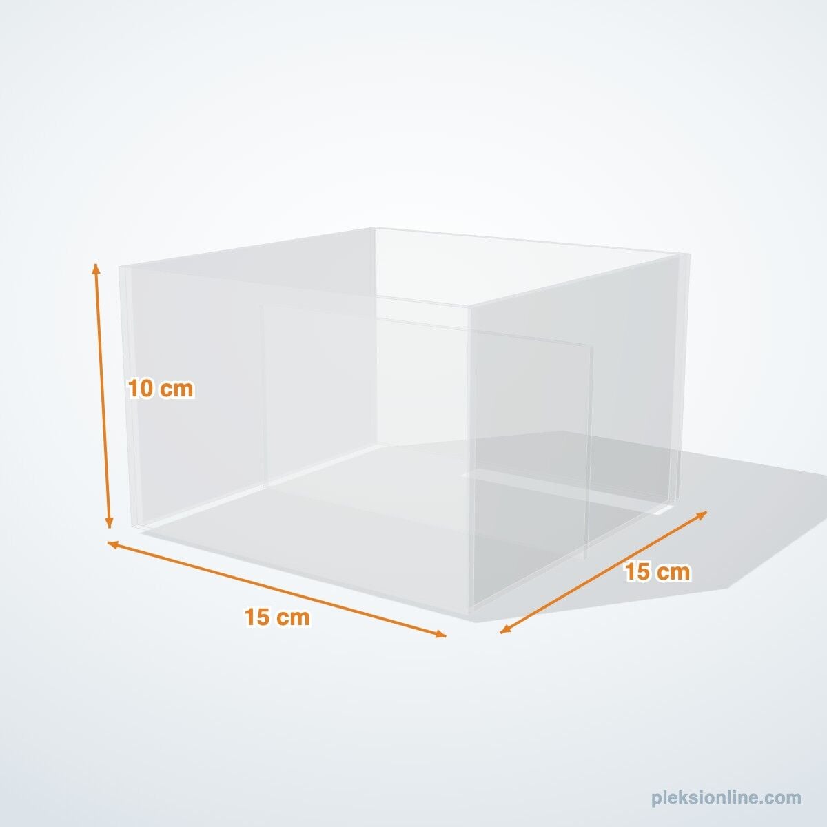 Şeffaf Pleksi Kutu 15x15x10 cm - S