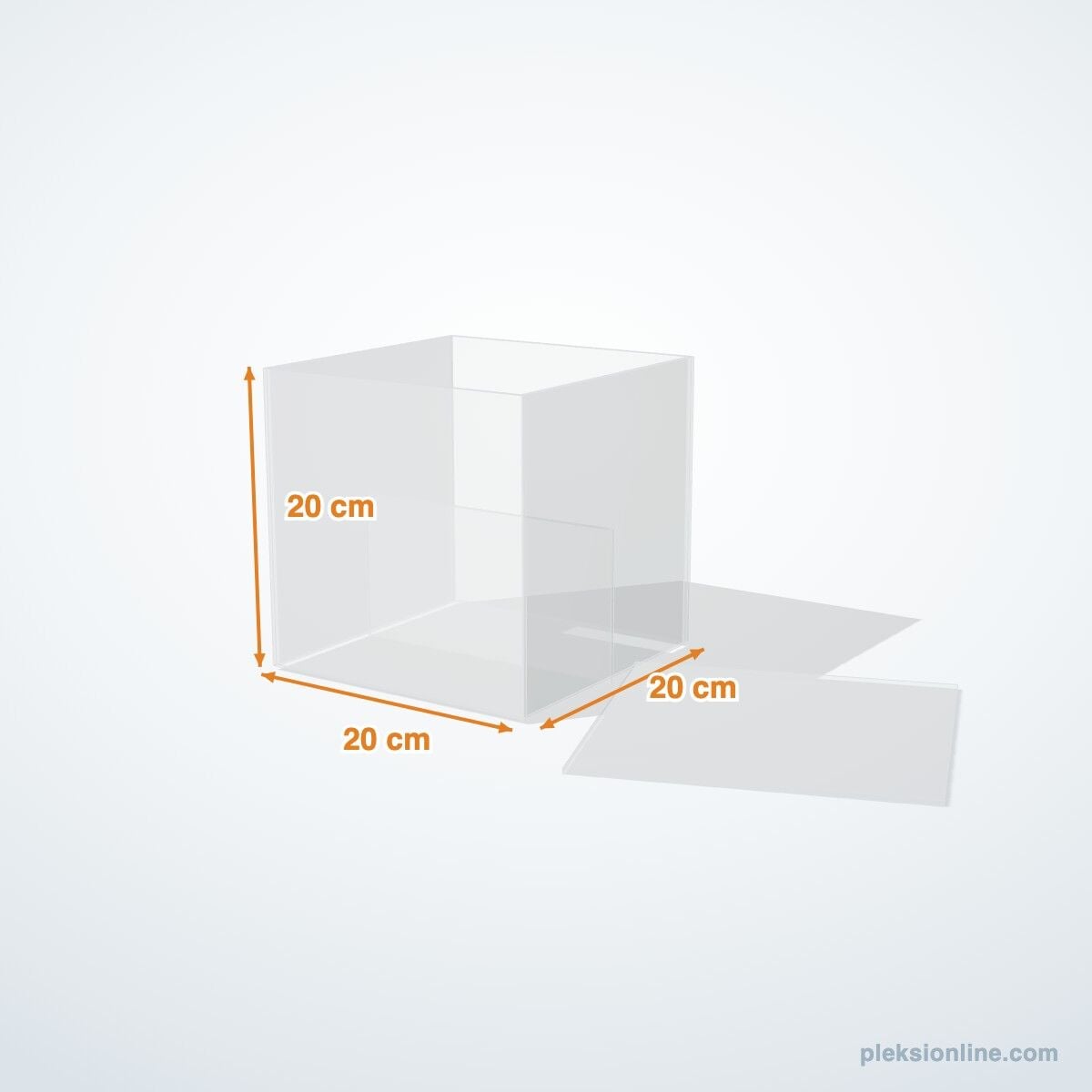 Kapaklı Pleksi Vitrin Küpü 20 cm