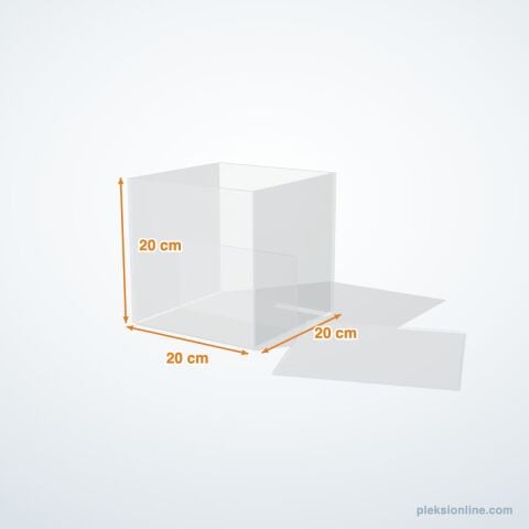 Kapaklı Pleksi Vitrin Küpü 20 cm